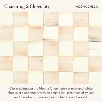 MACKENZIE-CHILDS Enamel Oval Platter, Serving Plate for Entertaining, Small, Brown-and-White Mocha Check