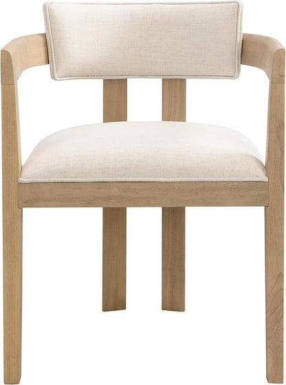 Christopher Knight Home Falcon Fabric Upholstered Dining Chairs Set of 2, Modern Wooden Dining Curved Backrest Kitchen Side Chair, Living Room for Extra Seat, Light Ash+Beige