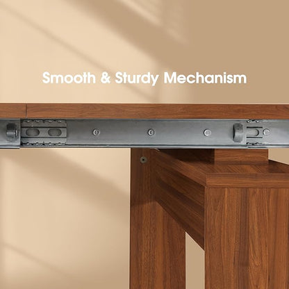 20''- 118.5'' Extendable Dining Room Table, Expandable Dining Table, Modern Large Table, for 2-12 Person, Walnut Brown