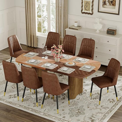 Dining Table Set for 8 - Large 78.7" Rectangular Kitchen Table Set for 8 with Cushioned Chairs,Modern Mid-Century Wood Dining Room Table for 8 Ideal for Kitchen & Gatherings