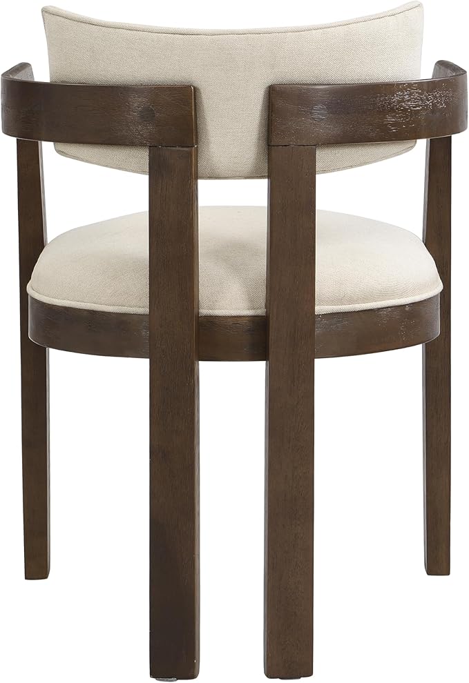 Christopher Knight Home Falcon Fabric Upholstered Dining Chairs Set of 2, Modern Wooden Dining Curved Backrest Kitchen Side Chair, Living Room for Extra Seat, Walnut+Beige