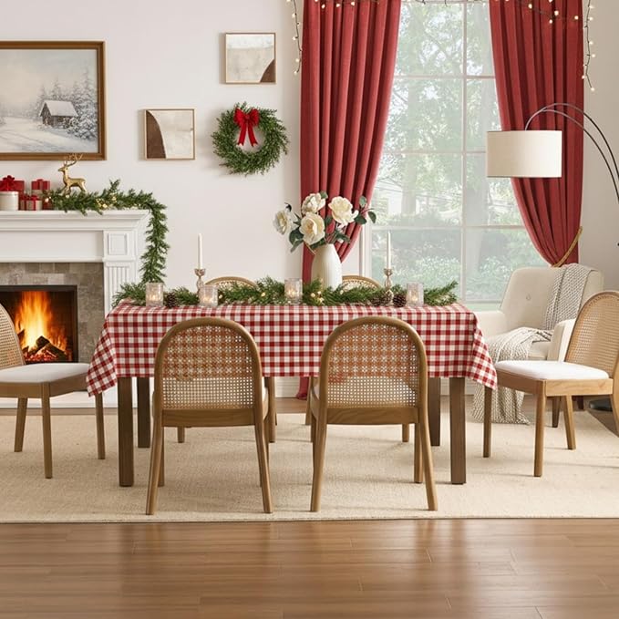 Upholstered Wooden Dining Chairs Set of 2, Farmhouse Kitchen & Dining Room Chairs with Cane Back, Accent Dining Table Chairs Beige Linen Seat for Kitchen/Restaurant/Living Room, Beige