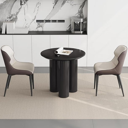 30in Black Round Dining Table with 2 Chairs, Coffee Table Set for 1-4 People, Leisure Side Table for Balcony Table for Lunch Time,Small Desk