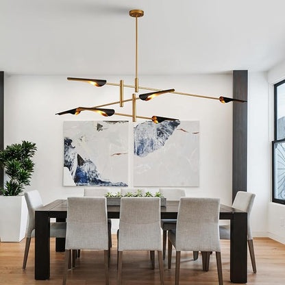 76” Industrial Pendant Light 6-Lights Adjustable Farmhouse Chandelier Modern Pendant Lighting Fixtures for Dining Room Living Room Kitchen Island Bedroom, UL Listed