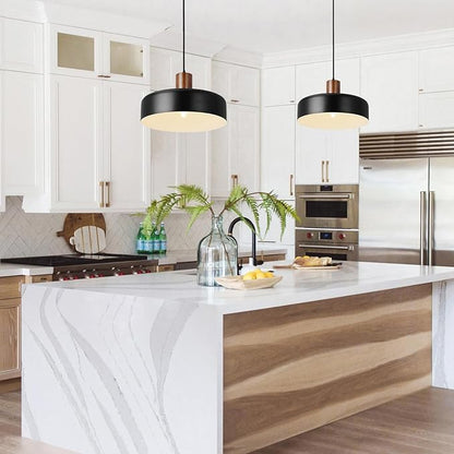 Eustace 15.8" Large Pendant Light, Adjustable Industrial Chandelier with Solid Wood and Brass Accent, Modern Hanging Light Fixtures for Kitchen Island, Living Room,Dining Room, Bedroom,Hallway