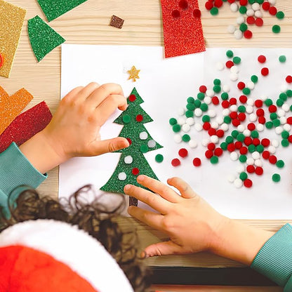 SEPGLITTER Christmas Pom Poms Balls, 1000 Pieces Red Green White Pompoms Pom Poms for Crafts Making DIY Holiday Christmas Decorations Supplies (3 Colors,1 cm )