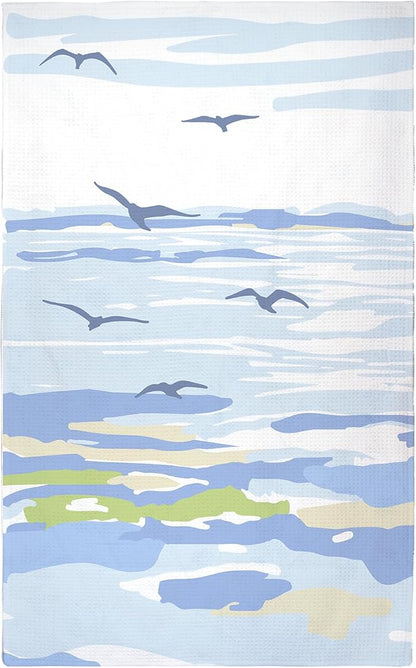 Eunzel Kitchen Tea Towel Quick Dry Microfiber Dish Towels 18x30 Sea