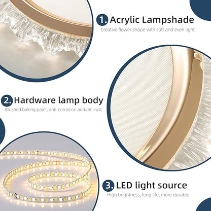 19inch Modern Dimmable LED Ceiling Light, Elegant Flowers Flush Mount Close to Ceiling Lamp, 3000K-6000K, 50W, Hallway Lighting Fixture for Bedroom, Kitchen, Bathroom, Laundry Room, Office