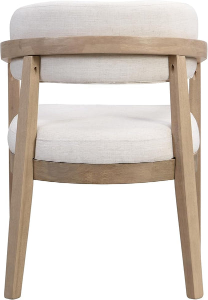 Christopher Knight Home Set of 2 Lanford Fabric Upholstered Dining Chairs, Curved Backrest Kitchen Side Chair, Soft Padded Seat&Back Cushion, Solid Wood Armchair, Ergonomic Extra Seat,Beige+Light Ash