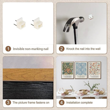 ILLBDR William Morris Framed Wall Art Vintage Aesthetic Canvas Wall Art Set of 3 Colorful Floral Prints Botanical Artwork Modern Gallery Pictures Decor for Bedroom Living Room 12x16 Inch