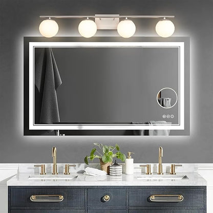 New Bathroom Vanity Light Fixtures 4 Lights Brushed Nickel Glass Shade Modern Wall Bar Sconce Over Mirror（(Exclude G9 Bulb)