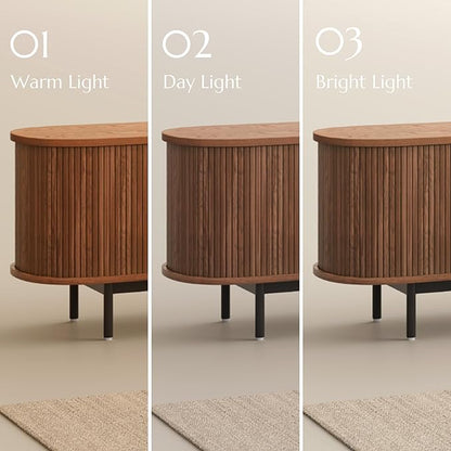 POVISON Fully-Assembled Mid Century Modern TV Stand for 75+ inch TV, Sliding Door Entertainment Center with Storage, Wood TV Console, Media Console for Living Room Bedroom(Walnut, 94.49")