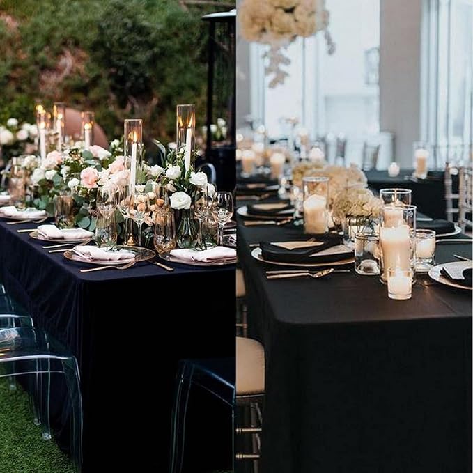 6 Pack Black Table Cloth Rectangle Table 60 x 126 Inch Tablecloths for 6 Foot Rectangle Tables. Stain and Winkle Resistant Polyester Washable Table Cloths for Parties Wedding Dining