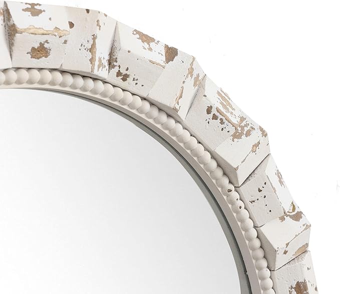 LuxenHome Distressed Arched Wall Mirror for Bathroom, 24"x36" Large Wood Framed Wall Mounted Decorative Vanity Mirror for Living Room Bedroom Decor, Hanging Sculptures Accent for Entryway Home Decor