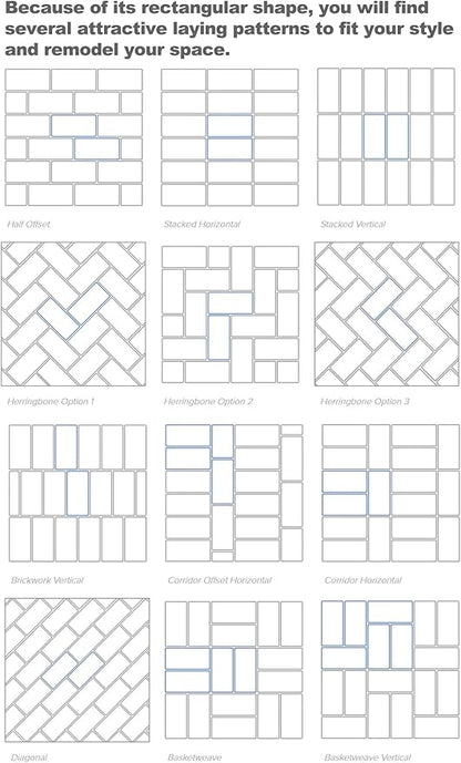 AULIGET 3" x 6" Subway Tile Peel and Stick Backsplash, Thick PVC Stick on Wall Tiles (100, Grey Marble)