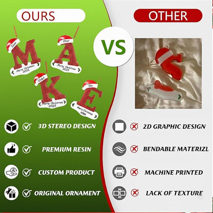 2025 Personalized Initial Christmas Ornaments – MBBEST 3D Letter Ornaments with Name, Custom UV Printed A–Z Initial Ornament for Christmas Tree, Unique Xmas Gifts for Family, Kids & Friends