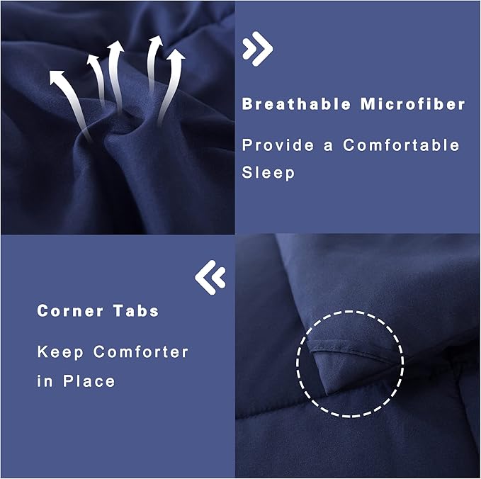 DOWNCOOL Twin Comforter Set -All Season Bedding Comforters Sets with 1 Pillow Case -2 Pieces Bed Set Down Alternative Comforter Set -Blue Twin Bedding Sets(64"x88")