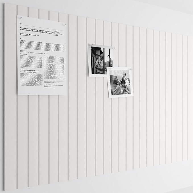 Bumusty Large Cork Board Alternative-36 x24 Felt Bulletin Board Tiles, with 30 Pushpins, 40 Adhesive Tabs, 6-Pack Slat Wall Paneling, Cork Boards for Office Push Pin Board Felt Board-Milky White