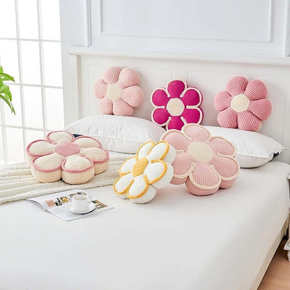 Flower Pillow, Soft Flower Decorative Throw Pillow, Cute Daisy Flower Shaped Seating Floor Cushion Room Décor Plush Pillows for Sofa Couch Bed (17.7 Inch, Light Pink)