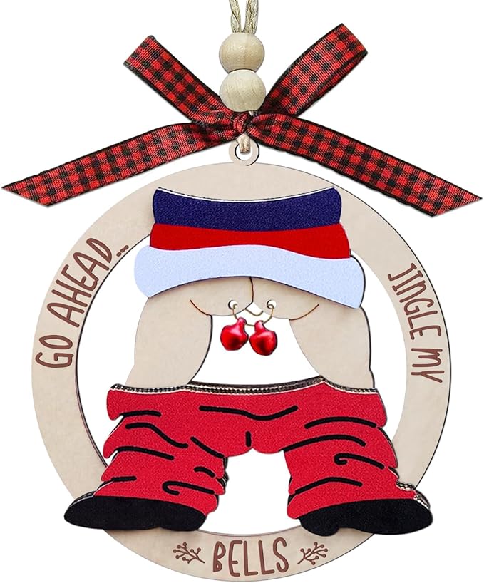 Funny Christmas Ornaments 2025, Exchange Funny Ornaments for Adults, Naughty Ugly Christmas Tree Ornaments Wooden, Inappropriate Dirty Santa Ornament - Unique Christmas Ornaments