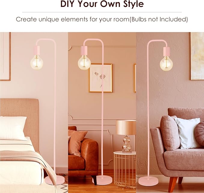 BoostArea Floor Lamp, Modern Cute Pink Floor Lamp, 63Inch Metal Standing Lamp, E26 Socket, On/Off Footswitch, ETL Listed, Tall Thin Skinny Cool Floor Lamp for Living Room, Bedroom Decor, Minimalist