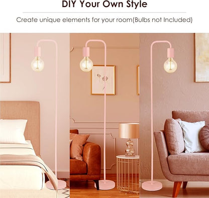 BoostArea Floor Lamp, Modern Cute Pink Floor Lamp, 63Inch Metal Standing Lamp, E26 Socket, On/Off Footswitch, ETL Listed, Tall Thin Skinny Cool Floor Lamp for Living Room, Bedroom Decor, Minimalist