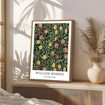 ILLBDR William Morris Framed Wall Art Vintage Botanical Canvas Wall Art Set of 3 Gold Strawberry Thief Prints Cotton Artwork Birds Pictures Decor for Bedroom Living Room 16x24 Inch