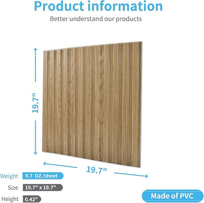 Art3d Slat Wall Panel, 3D Fluted Textured Panel 12-Tile 19.7 x 19.7in. - Walnut