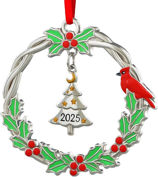 FLYAB 2025 Christmas Tree Ornaments Cardinal Gifts for Women Metal Hanging Ornament for Windows Car Living Room Xmas Stocking Stuffers for Girl Friend Teens Gifts for Loss Loved One