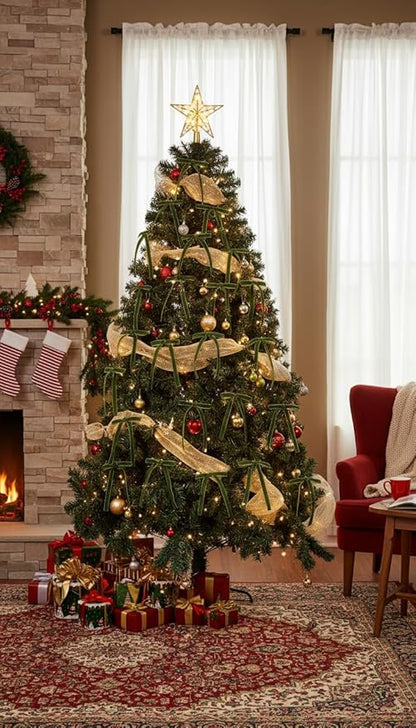 AYGXU 30pcs Velvet Bows for Christmas Tree Decorations,Twist tie Bows,Vintage Christmas Bow Decor,premade Bow for Gift Wrapping,Table,Garland,Fireplace Decor.Olive Green(5/8" W,5.1 * 7in)