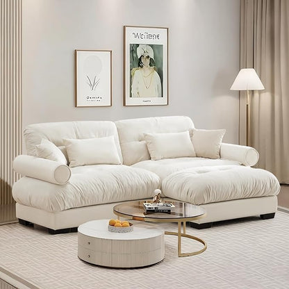 SoarFlash L Shaped Couches for Living Room, Small Sectional Sofa Set with Reversible Chaise, Modern Designed Sleeper Sofas and Modular Couch Function, Suitable for Small Spaces in Apartment, Beige