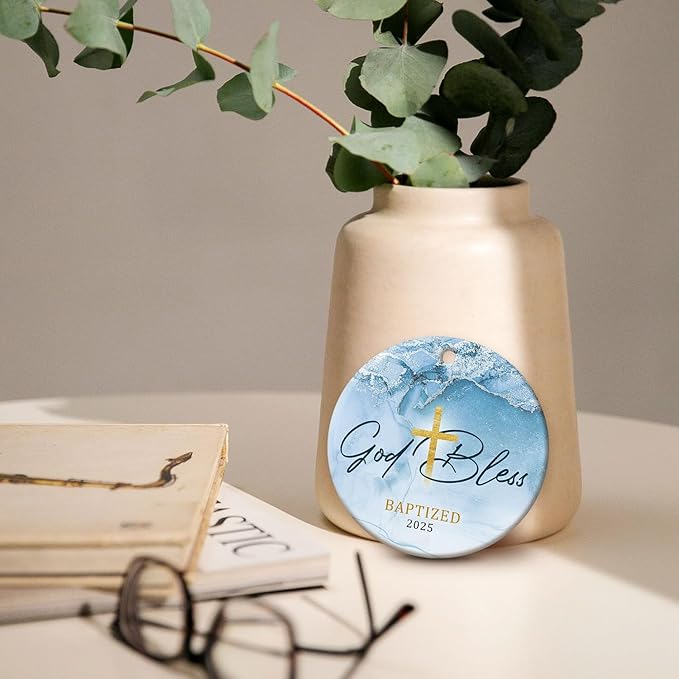 ZAGKOO Easter Baptism Gifts - Baptism Ornament for Boys, Baby Boy - Christening Gift, Religious Easter Decoration, Catholic Baptismal Gift - God Bless Baptized Christmas Ornament 2025