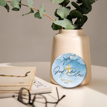 ZAGKOO Easter Baptism Gifts - Baptism Ornament for Boys, Baby Boy - Christening Gift, Religious Easter Decoration, Catholic Baptismal Gift - God Bless Baptized Christmas Ornament 2025