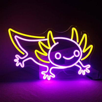Lucunstar Axolotl Neon Sign,Anime Neon Sign,Neon Signs for Wall Decor,Man Cave Decor for Men,Neon Light for Wall,Anime Kawaii Led Decor,USB Powered Led Neon Signs for Home Wall Decor,Boys Room
