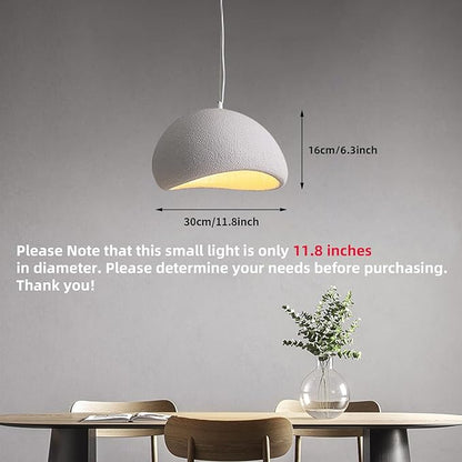 JAYMP 30cm Mini Size Wabi Sabi Pendant Light for Dining Room Kitchen Island Hallway Modern Hanging Lamp E26 Base Japanese Style Bird Nest Shape Lighting Fixture (Matte White,B Shape, 11.8“ Small Size)