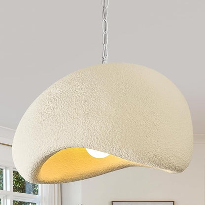 Wabi Sabi Pendant Lights,23.6in White Modern Pendant Light Resin Hanging Lamp Kitchen Island Lighting Modern Japandi Chandelier for Dining Room Bedroom Hallway Restaurant Foyer