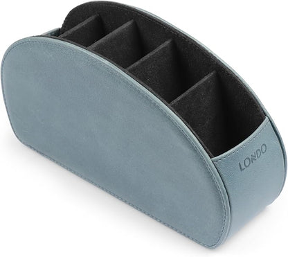 Londo Remote Control Holder with 5 Pockets - Store DVD, Blu-Ray, TV, Roku or Apple TV Remotes - Italian Genuine Leather with Suede Lining - Slim, Compact Living or Bedroom Storage