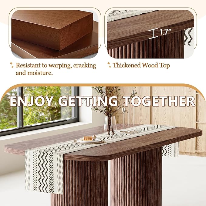 79" Dining Table Set for 10,Large Rectangular Dining Table Set for 10 with Cushioned Chairs,Modern Mid-Century Wood Dining Room Table Set for 10,Ideal for Dining & Gatherings (Walnut)