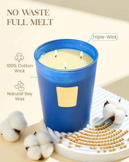 M&SENSE Peaceful Patchouli Scented Candle 35oz 150H Burn Time Long Lasting, 3-Wick Natural Aromatherapy Fall Winter Candle, Home Fragrance Housewarming Festival Gifts