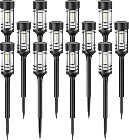 LETMY 12 Pack Solar Pathway Lights Outdoor, Solar Lights Outdoor Waterproof IP65, Bright Solar Garden Lights Outdoor, Auto On/Off Outdoor Solar Lights for Yard Walkway Driveway Landscape Garden Decor