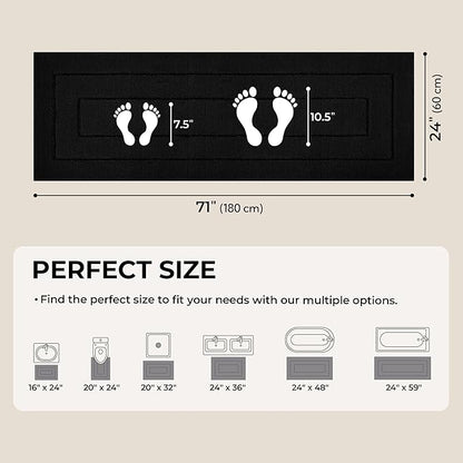 GRANNY SAYS Bathroom Rug Mat, Bath Mats for Bathroom Non-Slip, Super Soft and Water Absorbent, Extra Large Bath Rugs, Microfiber Bath Rugs for Floor, Tub and Shower, 71" x 24", Black