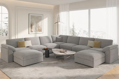 EASE MOOSE Oversized Modular Sectional Sofa with Ottoman, Modern Luxury Wide Deep Modular Couch, U Shaped Couch for Big Spaces Living Room