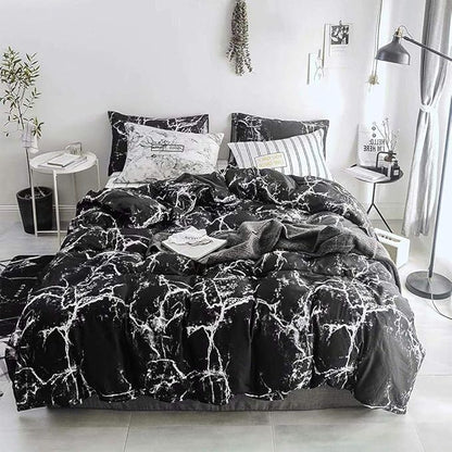 Pureant Black Marble Comforter Sets California King Black and White Marble Bedding Comforters Cotton Women Men Modern Aesthetic Black Quilt Comforter Set Cal King Size Abstract Black Marble Blankets