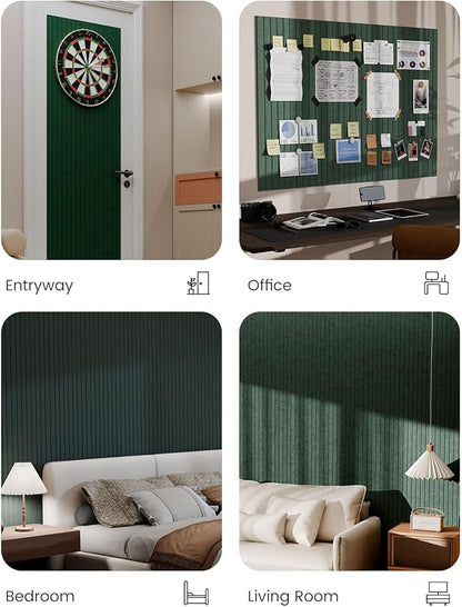 Bumusty Large Felt Bulletin Board 48" x 36" Cork Board Alternative-12 Pack with 70 Safe Removable Adhesive Tabs, Cork Boards for Walls Cork Board for Home Office Classroom Pin Board (Aurora Green)