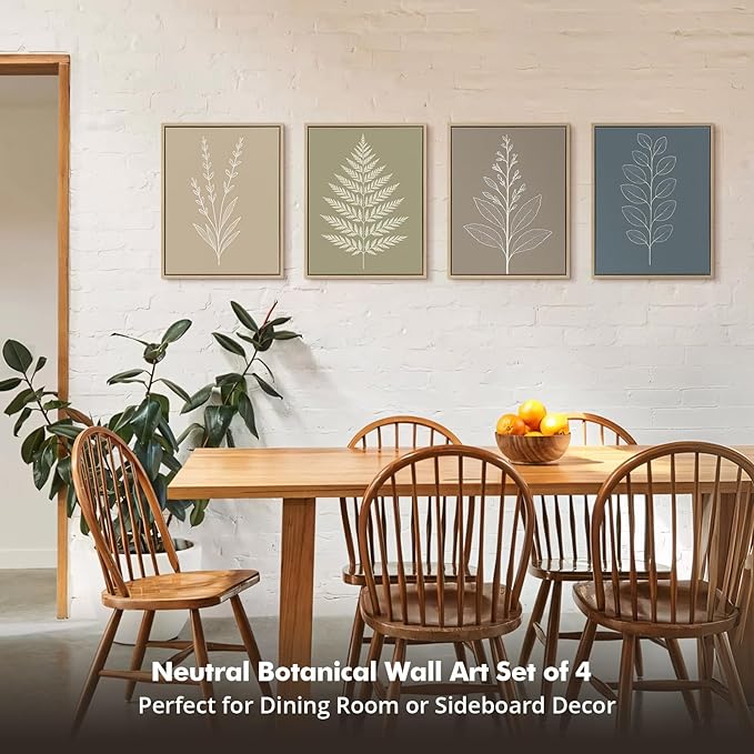 DAJONART Boho Neutral Botanical Wall Art Set of 4,Terracotta & Sage Green Abstract Prints Framed Canvas for Boho, Japandi, and Earth Tone Home Decor, Abstract Earth-Tone Botanical Canvas Art,11x14 in