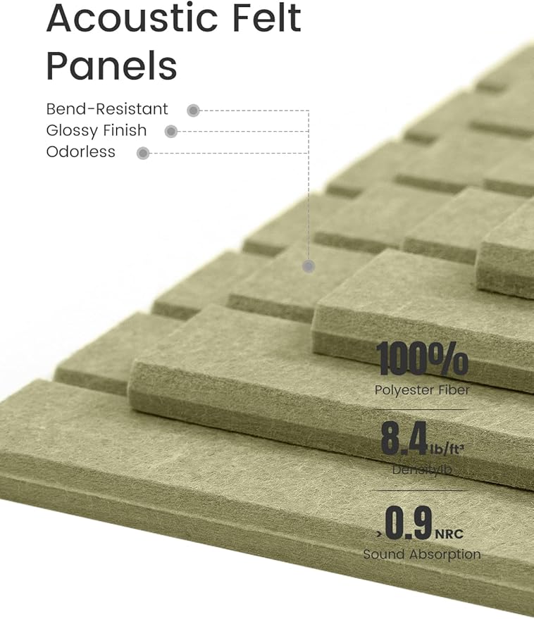 Bumusty Large Felt Bulletin Board 48" x 36" Cork Board Alternative - 6 Pack with 40 Safe Removable Adhesive Tabs, Cork Boards for Walls Cork Board for Home Office Classroom Pin Board (Olive Green)