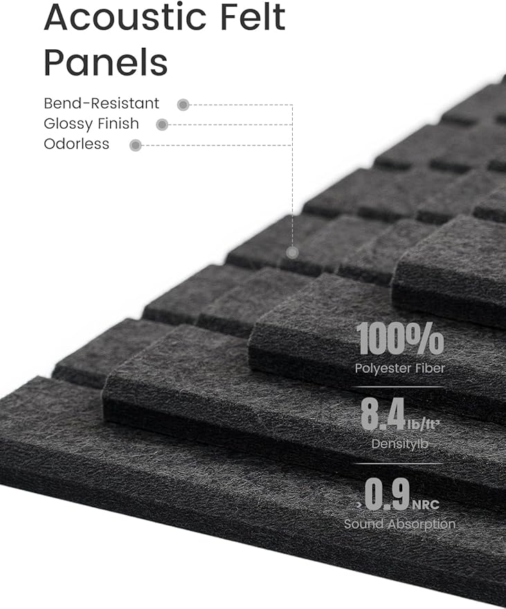 Bumusty Large Cork Board Alternative-47 x35 Felt Bulletin Board Tiles, with 30 Pushpins, 70 Adhesive Tabs, 12-Pack Slat Wall Paneling, Cork Boards for Office Push Pin Board Felt Board-Charcoal Gray