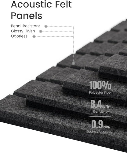 Bumusty Large Cork Board Alternative-47 x35 Felt Bulletin Board Tiles, with 30 Pushpins, 70 Adhesive Tabs, 12-Pack Slat Wall Paneling, Cork Boards for Office Push Pin Board Felt Board-Charcoal Gray