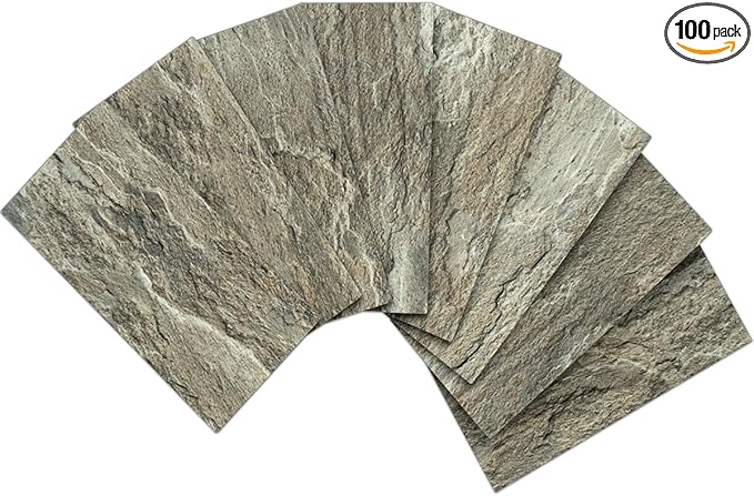 AULIGET 3" x 6" Subway Tile Peel and Stick Backsplash, Thick PVC Stick on Wall Tiles (100, Apache Brown Rock)