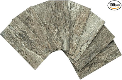 AULIGET 3" x 6" Subway Tile Peel and Stick Backsplash, Thick PVC Stick on Wall Tiles (100, Apache Brown Rock)